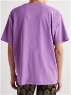 BODE - Embroidered Cotton-Jersey T-Shirt - Purple