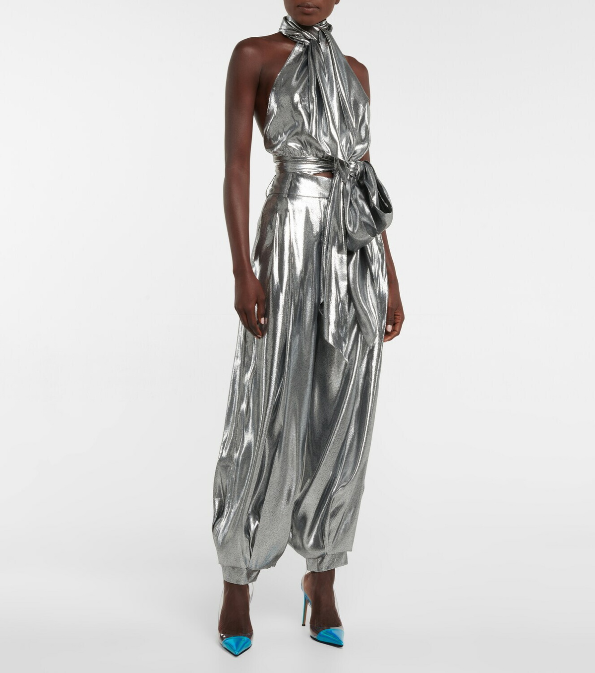 Alexandre Vauthier - Wide-leg silk-blend lamé pants