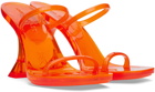 Amina Muaddi Orange Brito Slipper Heeled Sandals