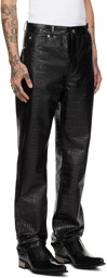 LU'U DAN Black Croc Faux-Leather Trousers