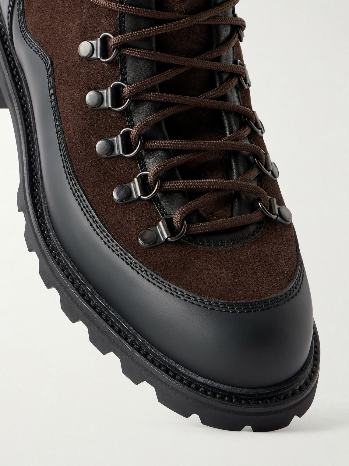 MORJAS - Leather-Trimmed Suede Hiking Boots - Brown