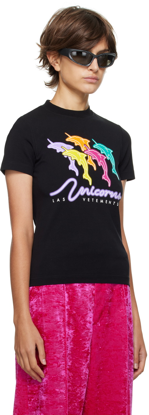 VETEMENTS Black Dolphin Unicorn T-Shirt Vetements