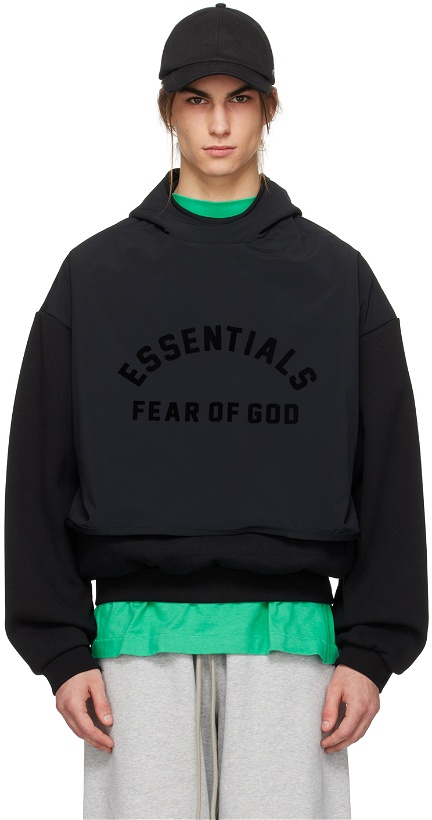 Photo: Fear of God ESSENTIALS Black Layered Hoodie