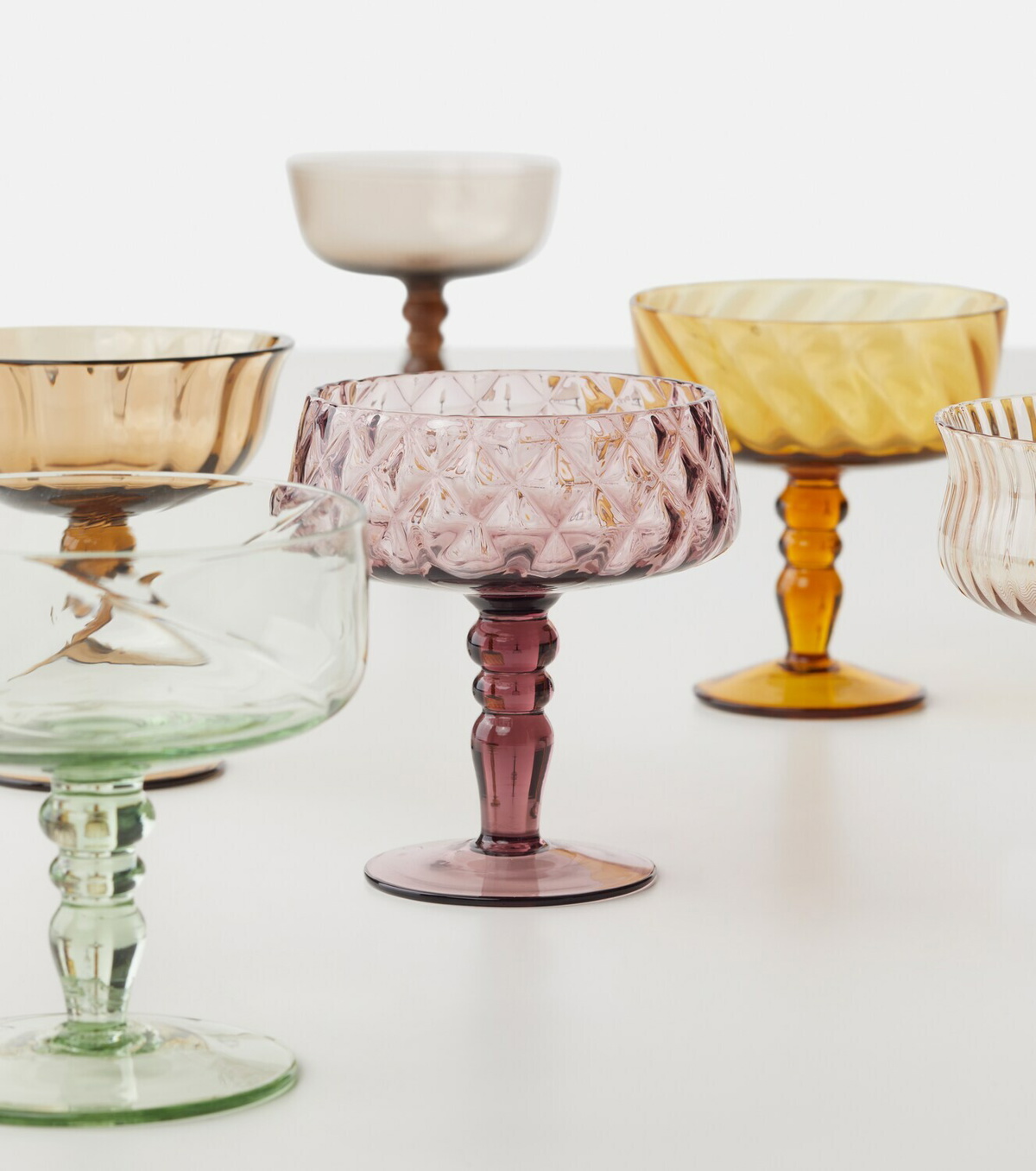 Bitossi Diseguale set of 6 champagne coupe glasses
