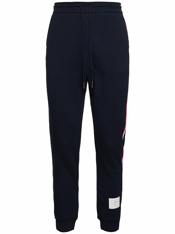 Photo: THOM BROWNE - Cotton Jersey Sweatpants W/ Logo Patch