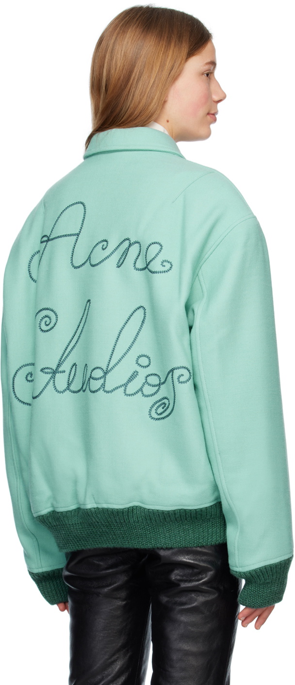 Acne Studios Blue Embroidered Bomber Jacket Acne Studios