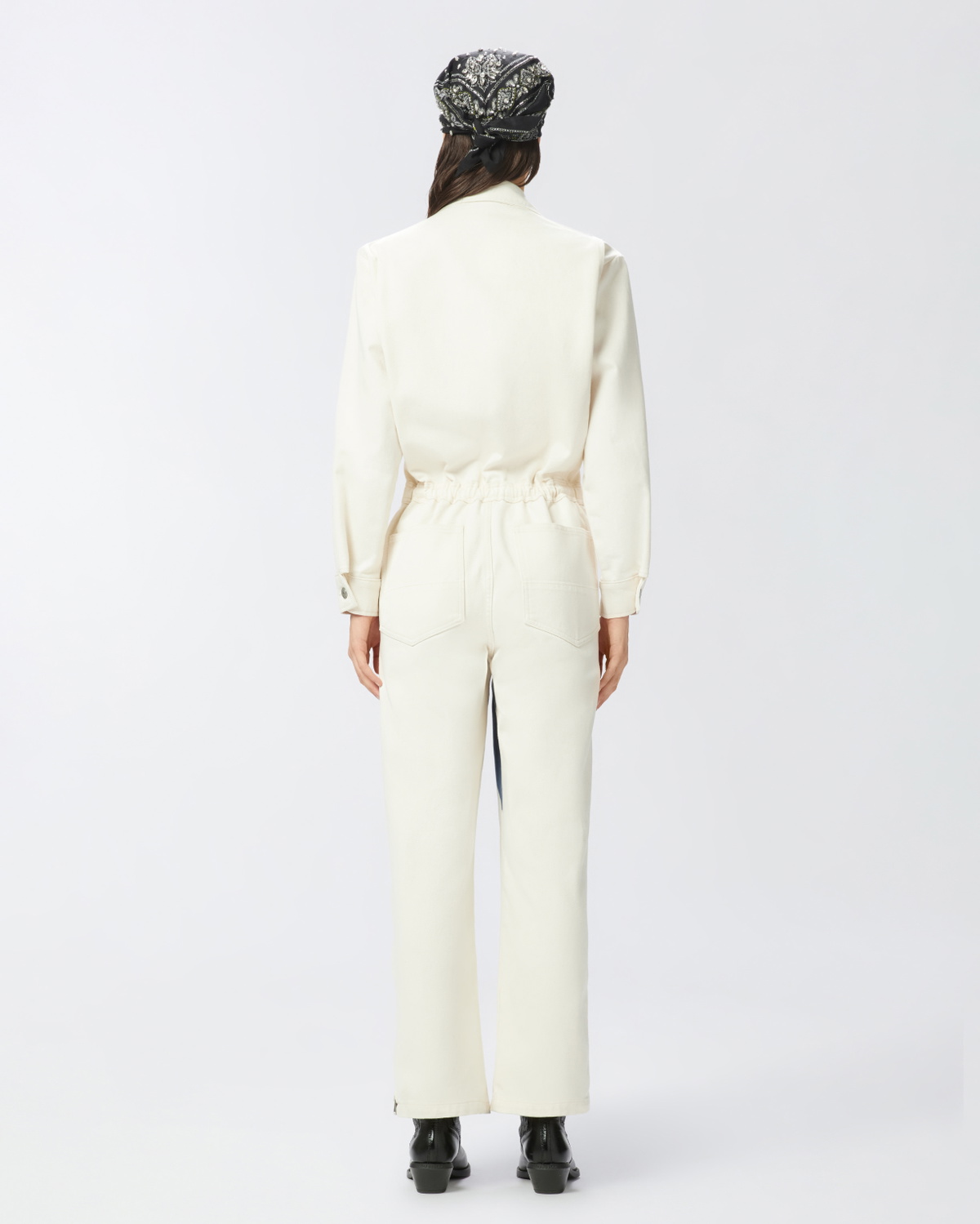 Pinko Reimagine By Pinko X Patrick Mc Dowell Workwear Jumpsuit With Horse Print Natural/Blue