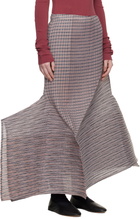 ISSEY MIYAKE Black & Brown Generic Stripes Machine Pleats Midi Skirt