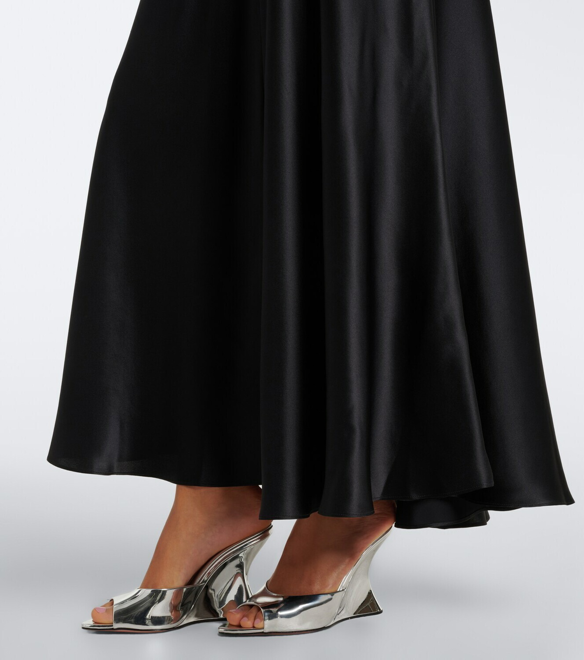 Rodarte Lace-trimmed ruched silk satin gown