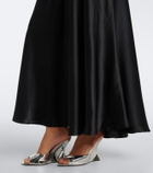 Rodarte Lace-trimmed ruched silk satin gown