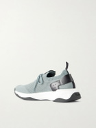 Berluti - Shadow Leather-Trimmed Stretch-Knit Sneakers - Blue