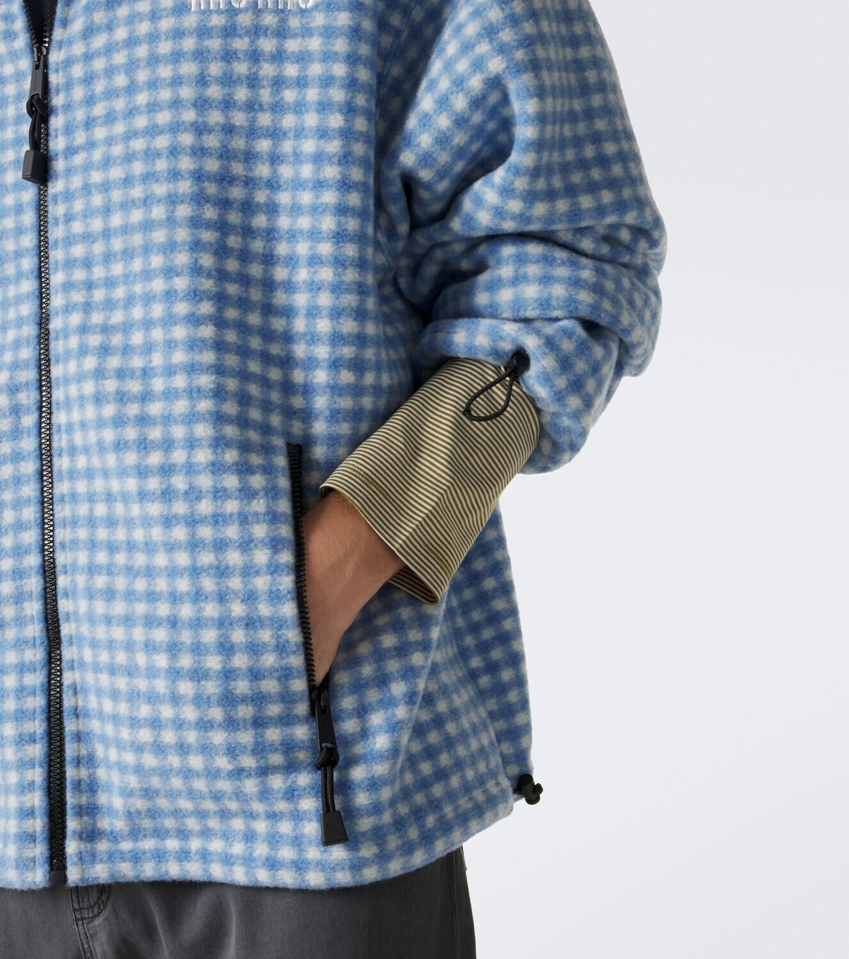 Miu Miu Gingham fleece jacket