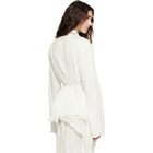 OPEN YY White Unbalanced Ruffle Blouse