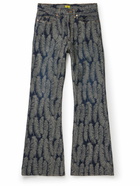 KAPITAL - Okabellbo Slim-Fit Flared Denim-Jacquard Jeans - Blue