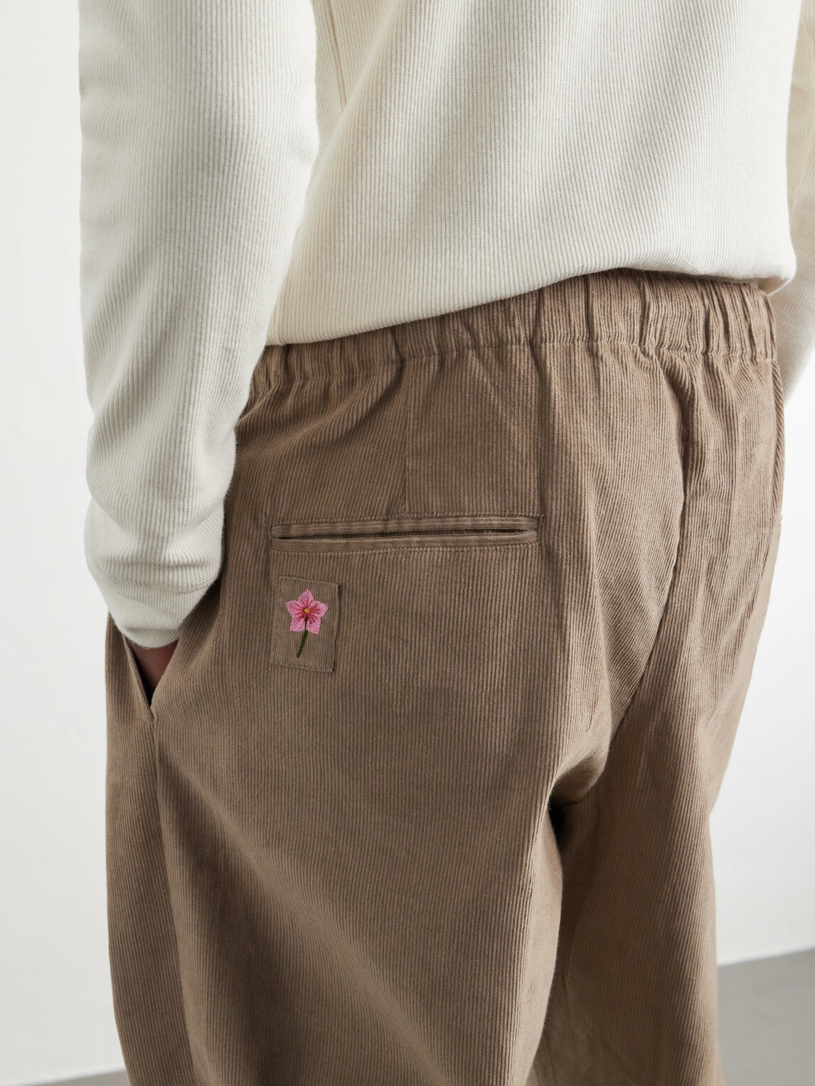 Kardo - Taka Straight-Leg Emrboidered Cotton-Corduroy Trousers - Neutrals