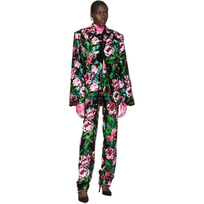 Richard Quinn Black Floral Embellished Trousers