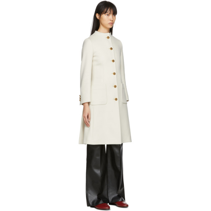 Gucci Off-White Wool Interlocking G Horsebit Coat Gucci