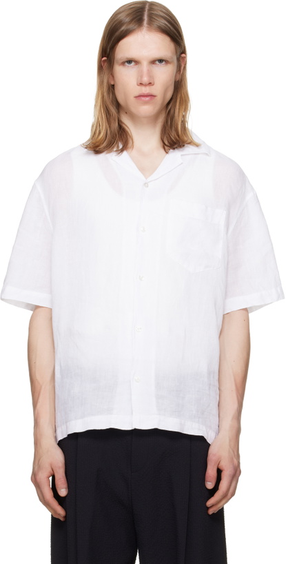Photo: Hugo White Linen Camp Collar Shirt