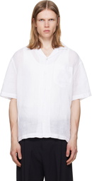 Hugo White Linen Camp Collar Shirt