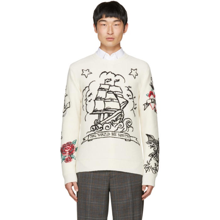 Photo: Valentino Off-White You Would Be North Tattoo Sweater
