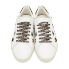 Saint Laurent White and Leopard Court Classic Star Sneakers