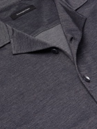 ERMENEGILDO ZEGNA - Camp-Collar Cotton-Piqué Shirt - Black - IT 46