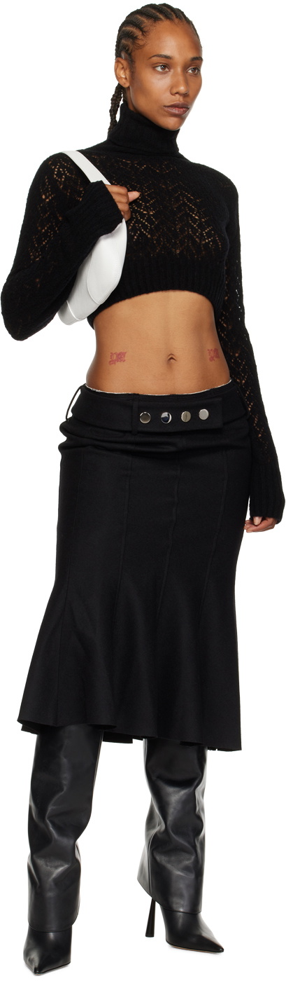 JUNEYEN Black Flared Midi Skirt