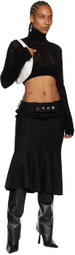 JUNEYEN Black Flared Midi Skirt