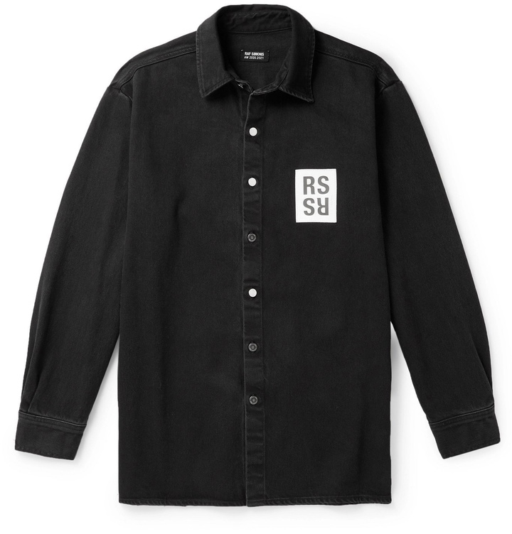 Photo: Raf Simons - Logo-Appliquéd Denim Shirt - Black