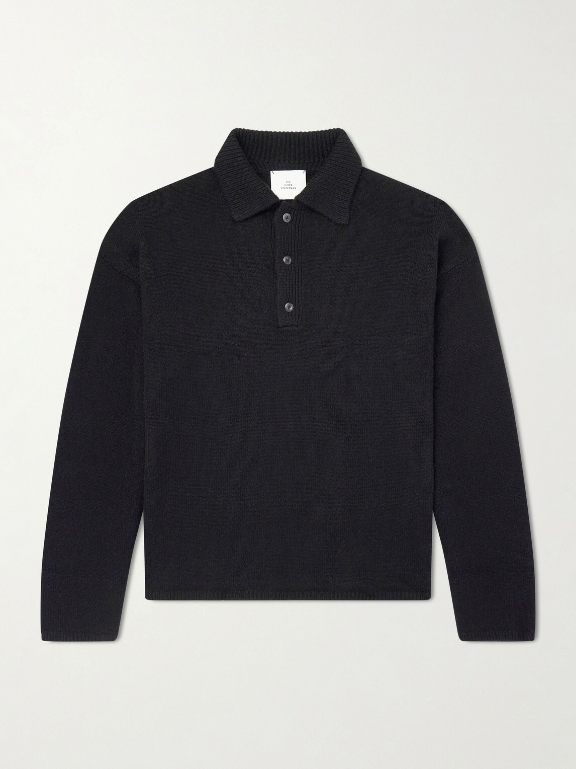 The Elder Statesman - Dume Rugby Cashmere Polo Sweater - Black