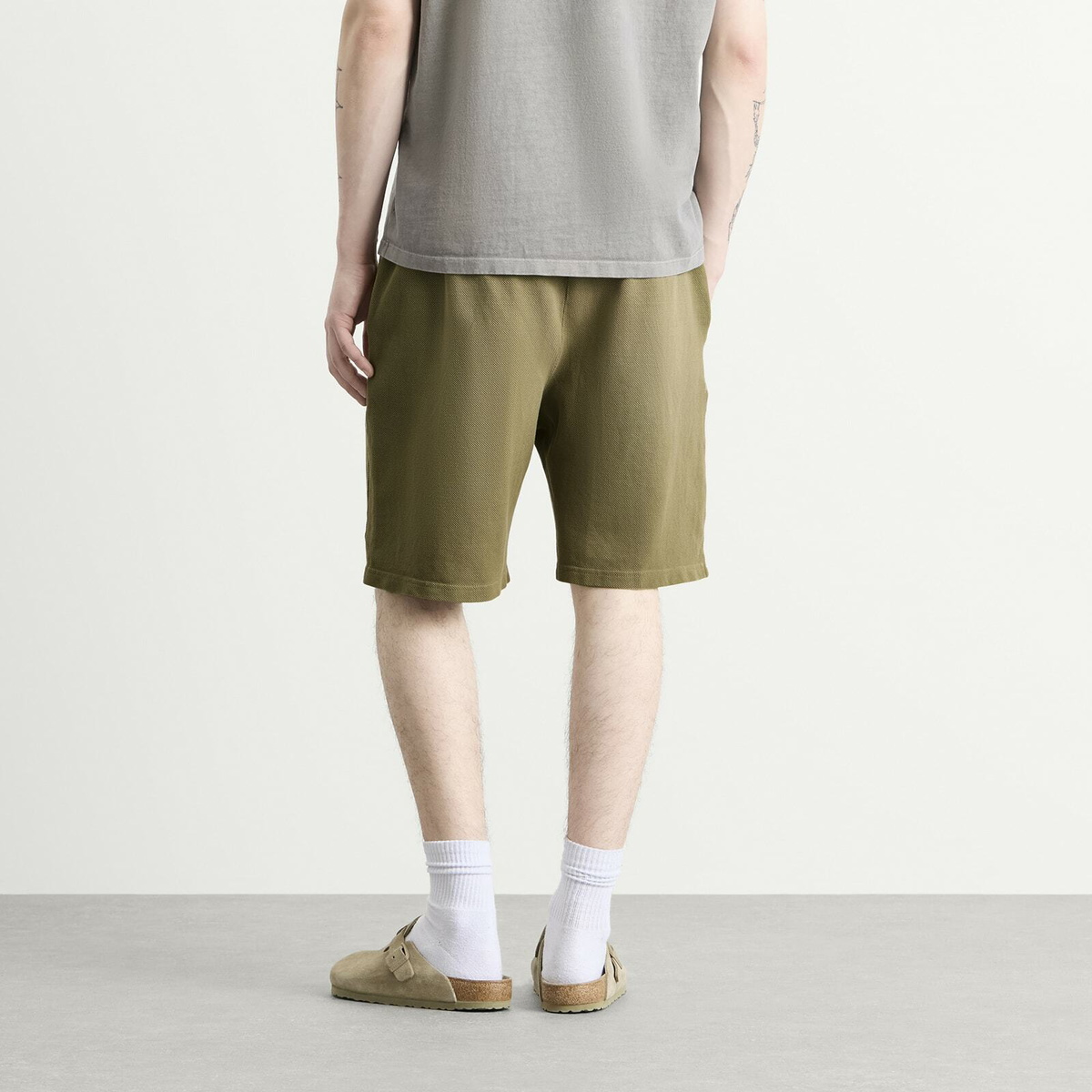 Les Tien Men's Pique Cotton Rider Short in Military Ice