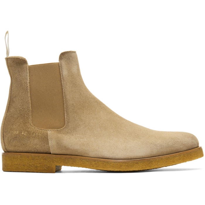 Photo: Common Projects Tan Waxed Suede Chelsea Boots 