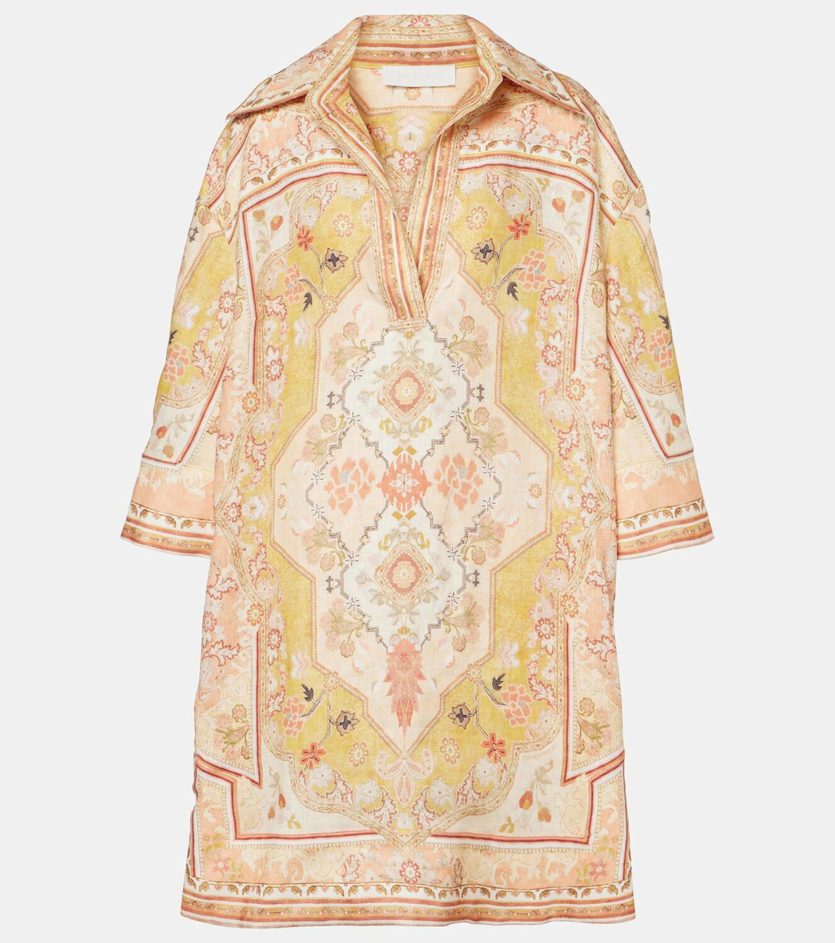 ワンピース ZIMMERMANN Printed Linen Wylie Tunic Dress Zimmermann Wylie printed linen tunic Zimmermann