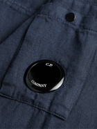 C.P. Company - Logo-Appliquéd Cotton and Linen-Blend Twill Jacket - Blue