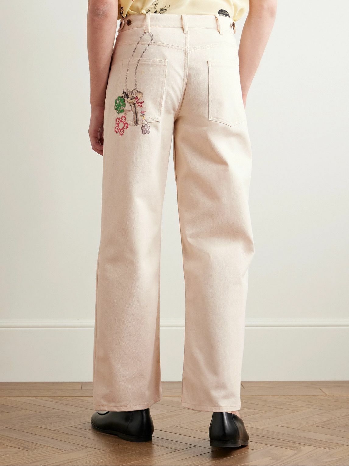 Small Talk - Straight-Leg Printed Jeans - Neutrals