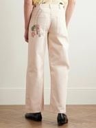 Small Talk - Straight-Leg Printed Jeans - Neutrals