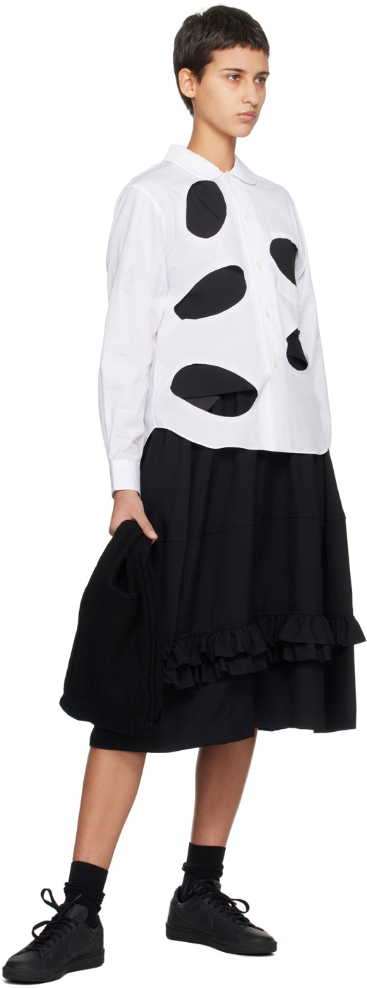 Black Comme des Garçons White Cutout Shirt