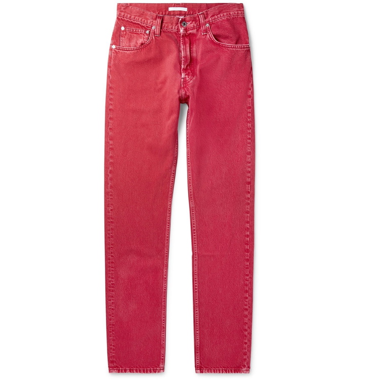 Photo: Helmut Lang - Slim-Fit Stonewashed Denim Jeans - Red