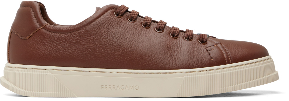 Ferragamo Brown Elastic Lace Sneakers