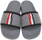 Thom Browne Grey Boiled Wool Slides