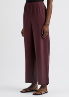 Eileen Fisher Straight-leg Silk-georgette Trousers Burgundy