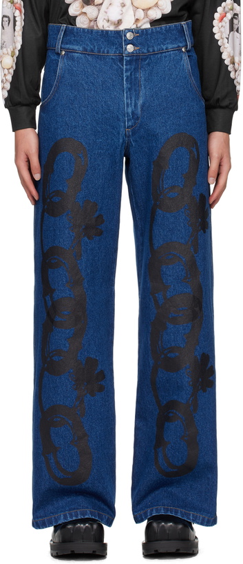 Photo: Chopova Lowena Blue Chain Printed Jeans