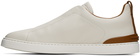 ZEGNA Off-White & Tan Triple Stitch Sneakers