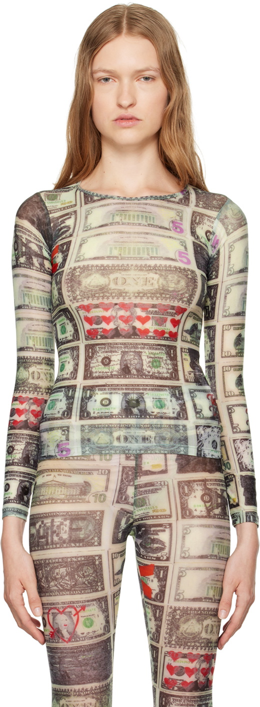 トップス Vaquera Dollar print mesh t-shirt VAQUERA Multicolor Dollar Print T-shirt Vaquera