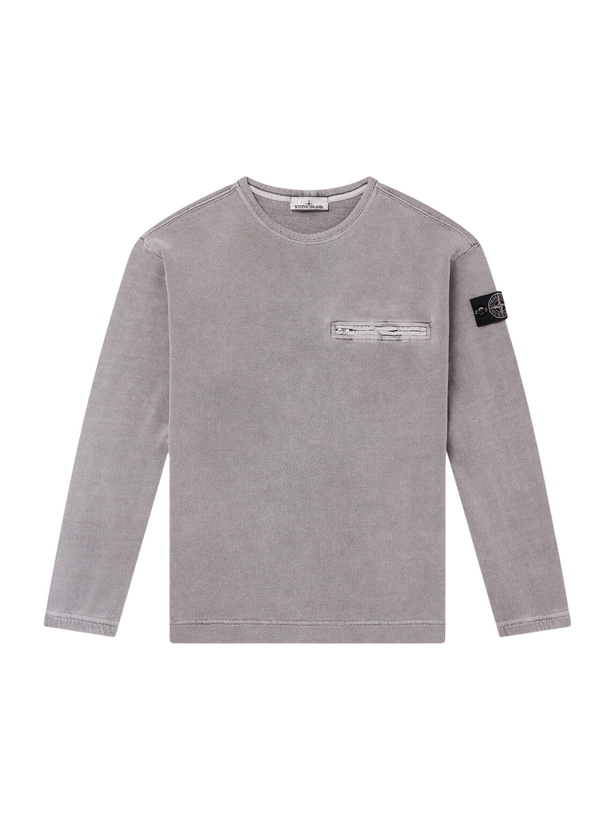 Photo: Stone Island - Garment-Dyed Cotton-Fleece Sweatshirt - Gray