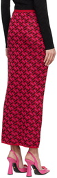 Versace Red La Greca Midi Skirt