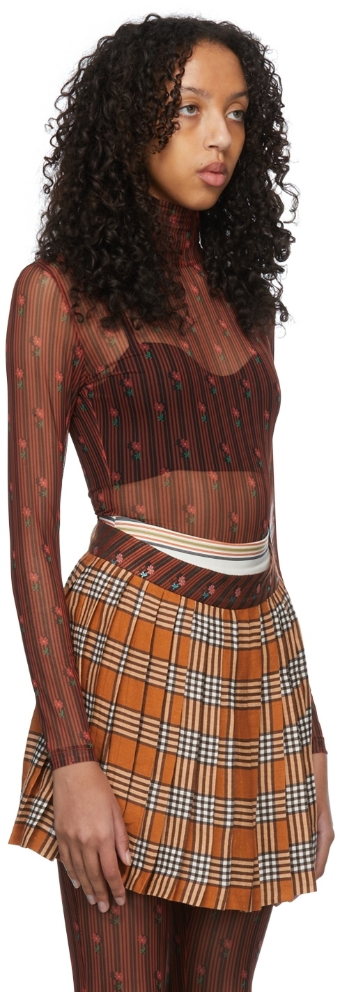 SHUTING QIU Black & Orange Polyester T-Shirt