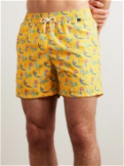 Rubinacci - Straight-Leg Mid-Length Printed Swim Shorts - Yellow
