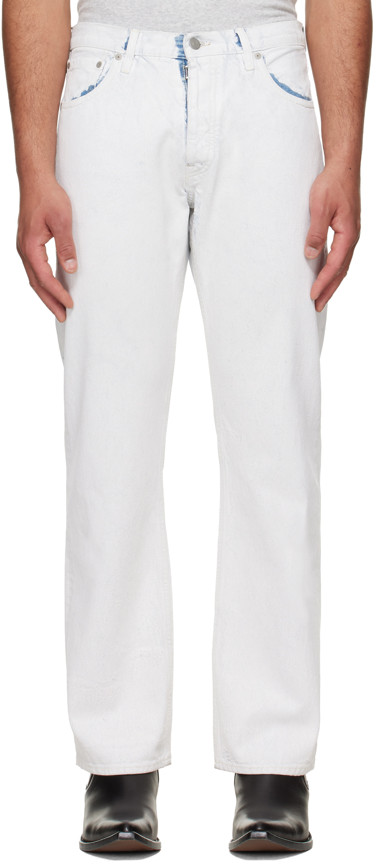 Maison Margiela White Coated Straight-Leg Jeans