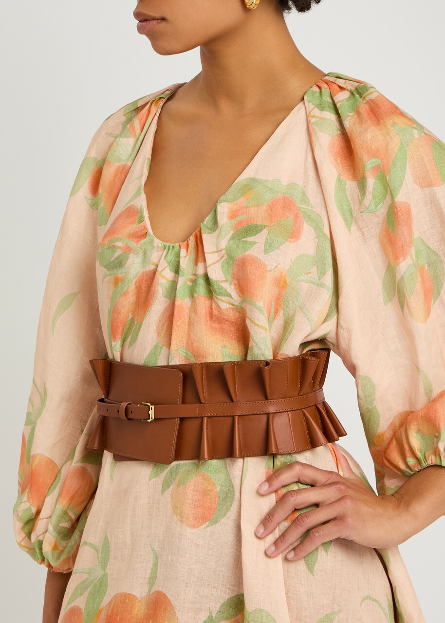 Zimmermann Parasol Folded Leather Belt Tan